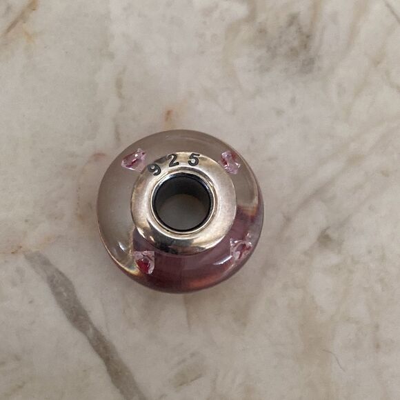 925 Sterling Silver Murano Glass Crystal Heart Charm Bead Pandora Compatible - Picture 4 of 6